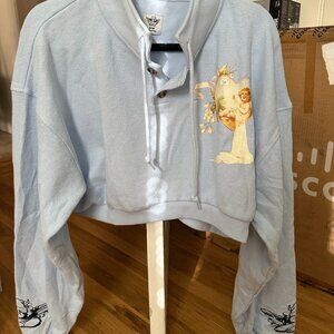 BOYS LIE Perpetual Feelings V2 Henley Cropped Crewneck, S/M, Blue